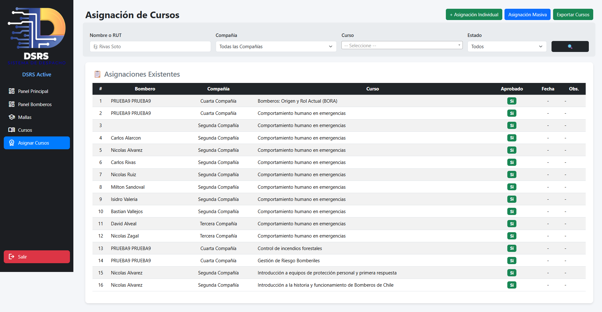 Asignación de Cursos